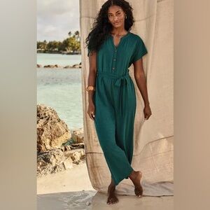 J. Jill Pure Jill Button-Front Tie-Waist Jumpsuit XL